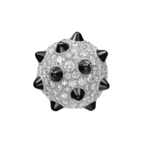 CARTIER White Gold Diamond Onyx Earrings Women's Silver