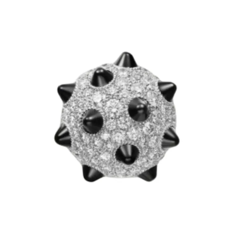 CARTIER White Gold Diamond Onyx Earrings Women's Silver-0