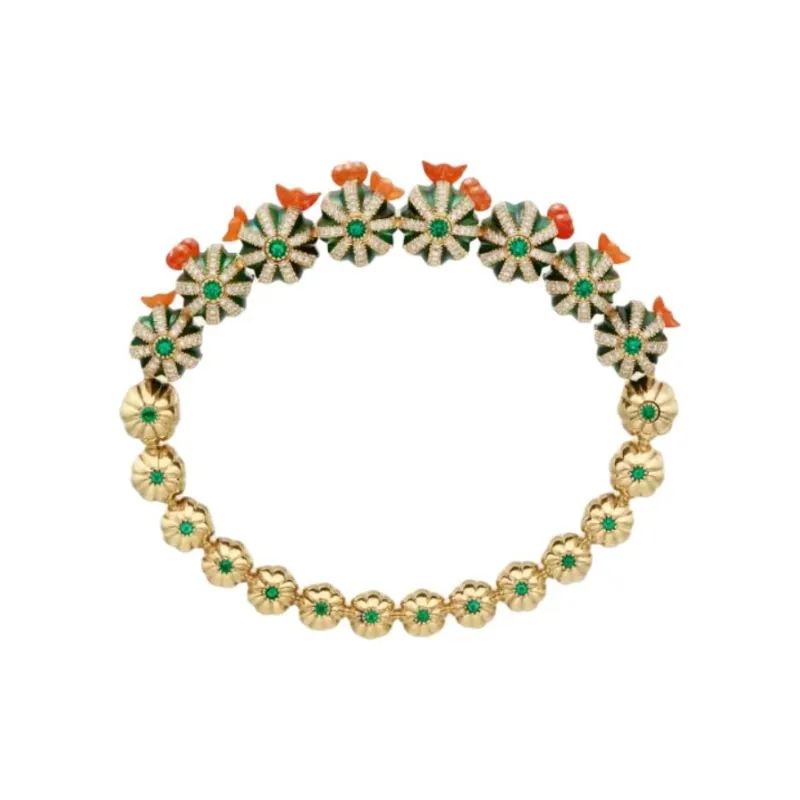 CARTIER Aventurine Quartz Gold Emerald Red Agate Diamond Bangles Women's Gold-1