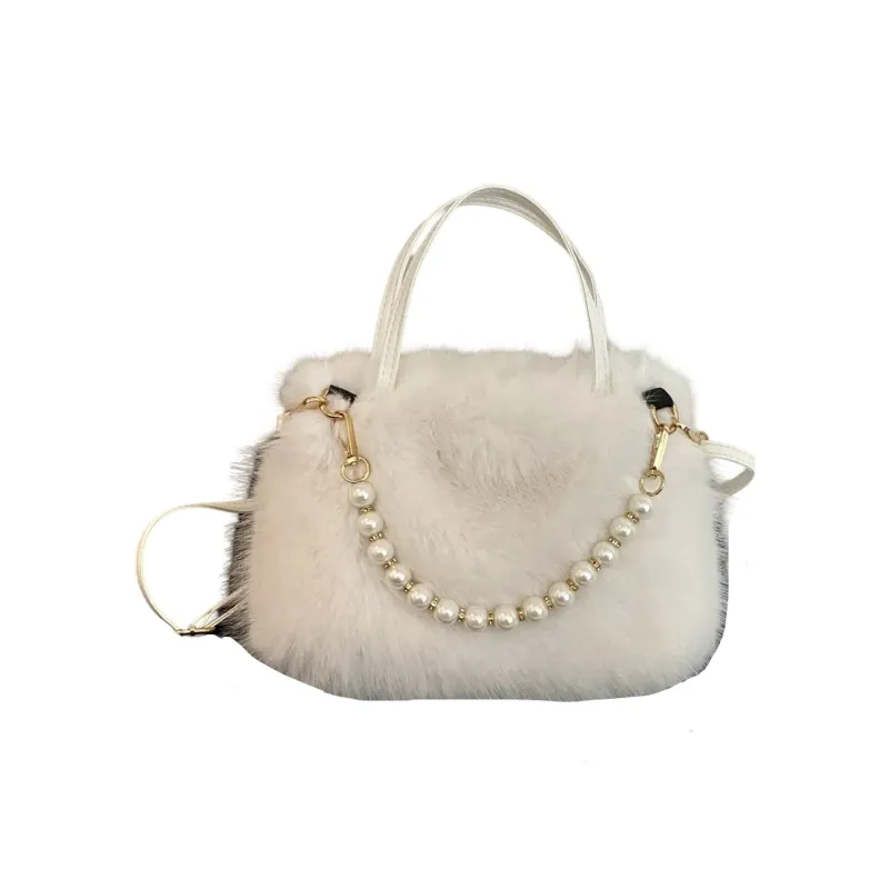 Yalu Plush Handbag, Shoulder Bag Regular Women's White/Light Khaki/Pink/Gray/Dark Khaki/Black-7