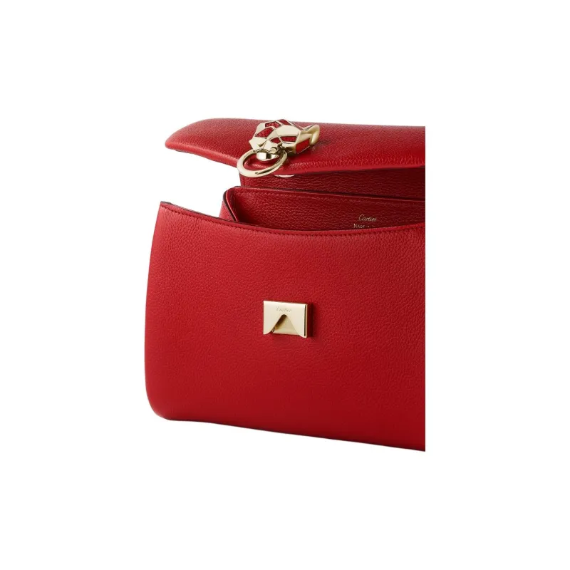 CARTIER Panthère De Cartier Cow Leather Shoulder Bag Mini Women's Red-3