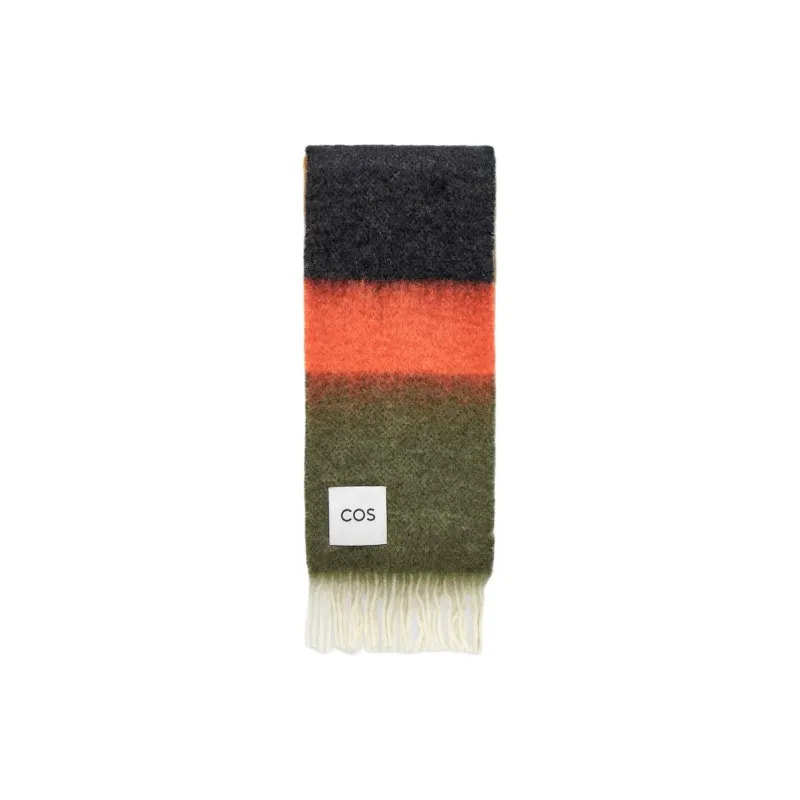 COS Mohair Blend Mohair Wool Polyamide Knit Scarves Men's Orange-0