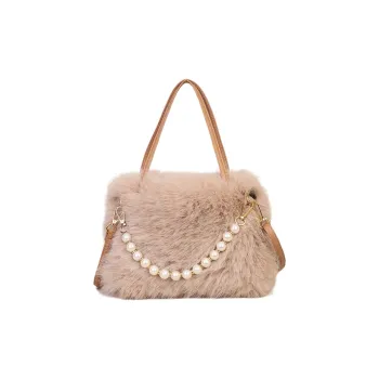 Yalu Plush Handbag Shoulder Bag Regular Women's White/Light Khaki/Pink/Gray/Dark Khaki/Black