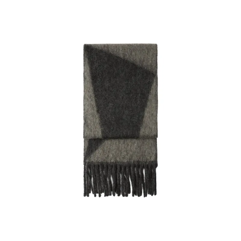 ZARA Wool Blend Acrylic Polyester Wool Knit Scarves Women's White/Gray-1