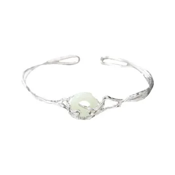 Long Fu Hetian Jade Bangles White Jade/Pale Greenish White Jade Women's