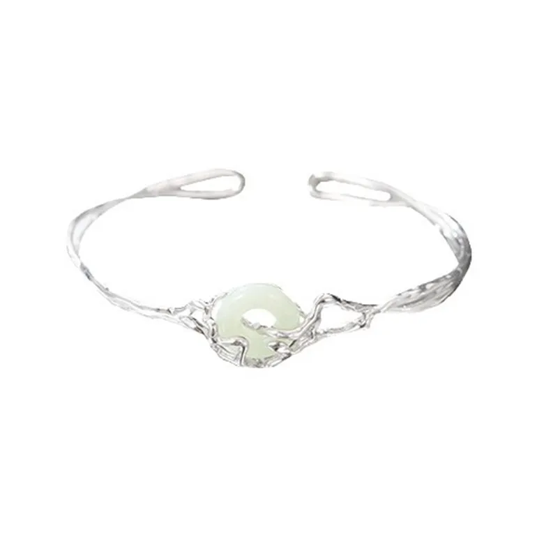 Long Fu Hetian Jade Bangles White Jade/Pale Greenish White Jade Women's-0