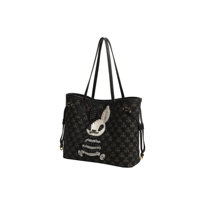 PAYOT Fabric With Synthetic Leather Tote Bag Shoulder Bag Women's Black-3