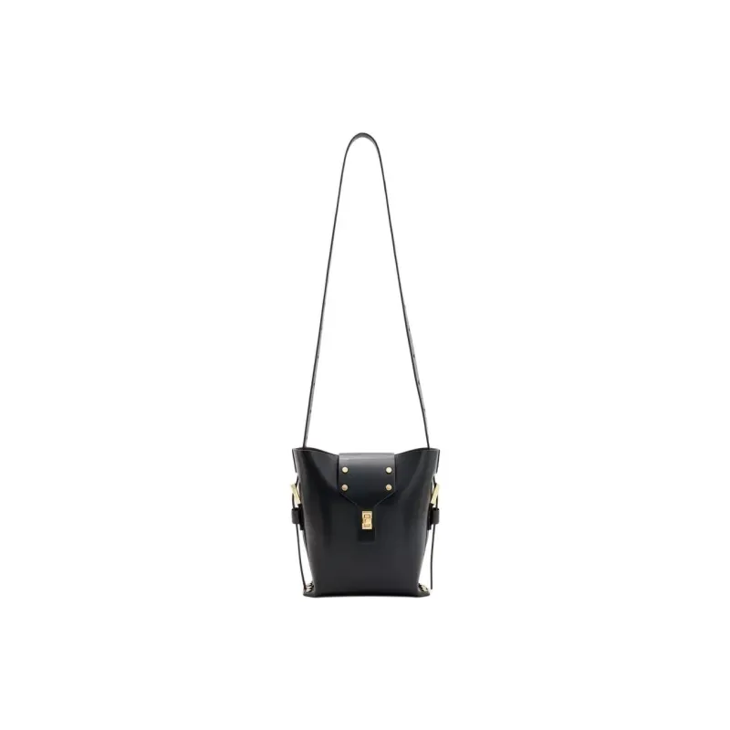 ALLSAINTS Cow Leather Bucket Bags Shoulder Bags Women's Black-0