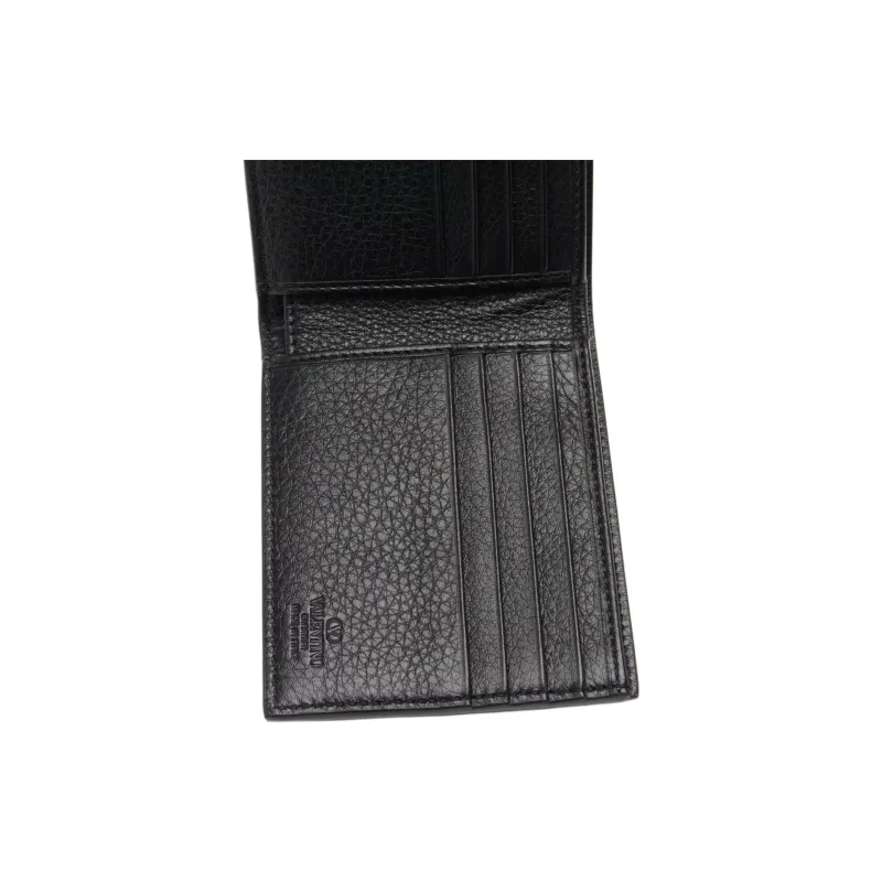 Valentino ROCKSTUD Grained Calfskin Wallet Unisex Black-3