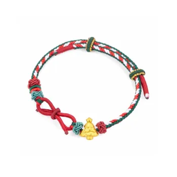 Ruinuo Gold Christmas Tree Fashion Hand Woven Adjustable Hand Rope 999 Solid Gold Fixed Price Bracelets Women's