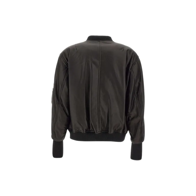 CLOSED Padded Leather Bomber Jacket-1