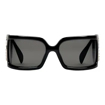 GUCCI Injection Molded Irregular Shape Sunglasses Women's Black