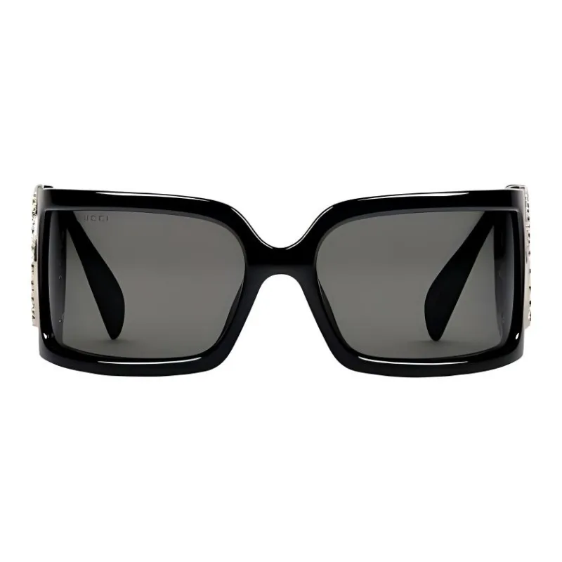 GUCCI Injection Molded Irregular Shape Sunglasses Women's Black-0
