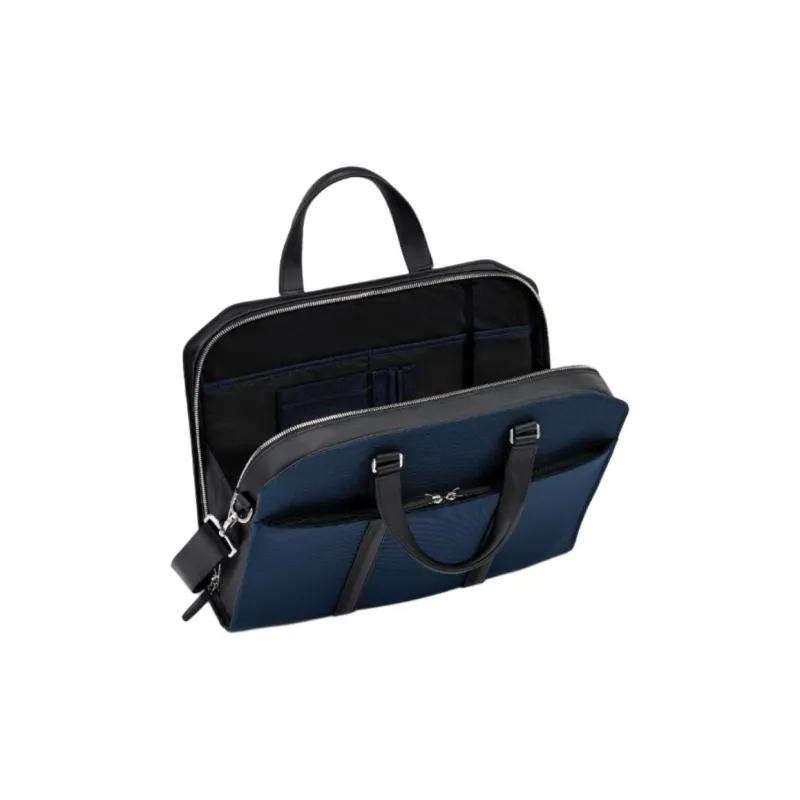 TUMI Leather Portable Laptop Bag Unisex Marine Blue-3