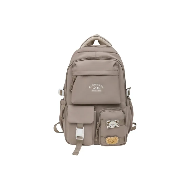 DCLOUD Nylon Backpack Unisex Black/White/Yellow/Red/Khaki/Blue-14