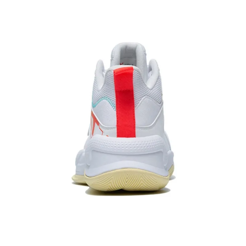 QIAODAN Cushioning Anti Slip And Wear Resistant Low Top Basketball Shoes Men's White Red-3