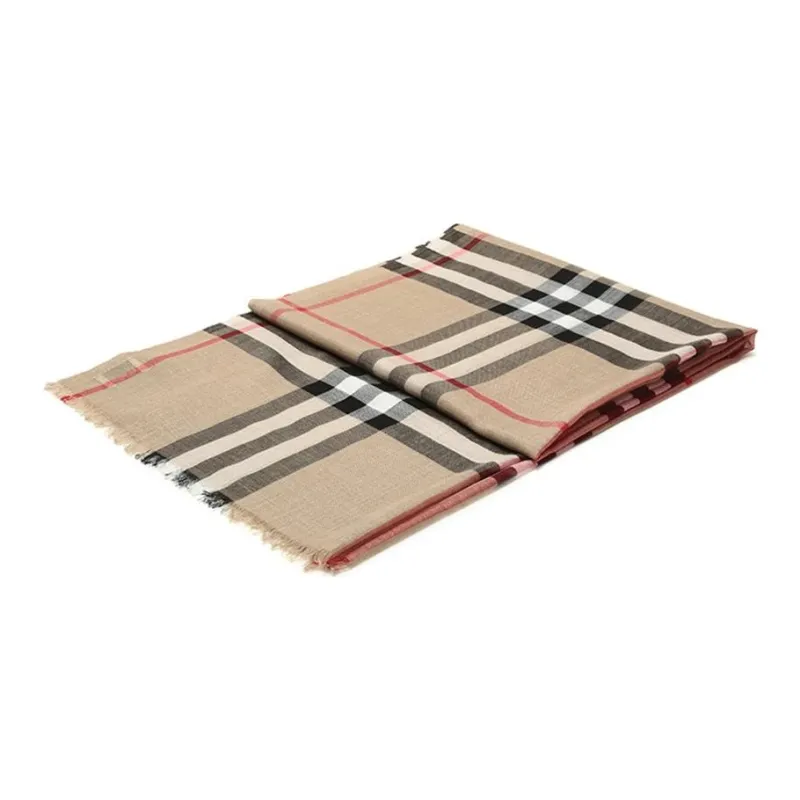 Burberry Checked Frayed Edge Scarf-1