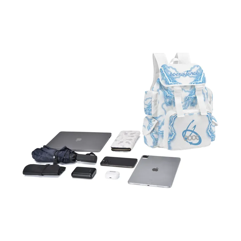 COEXISTENCE Polyester Students Backpack Laptop Backpack Regular Unisex White-4