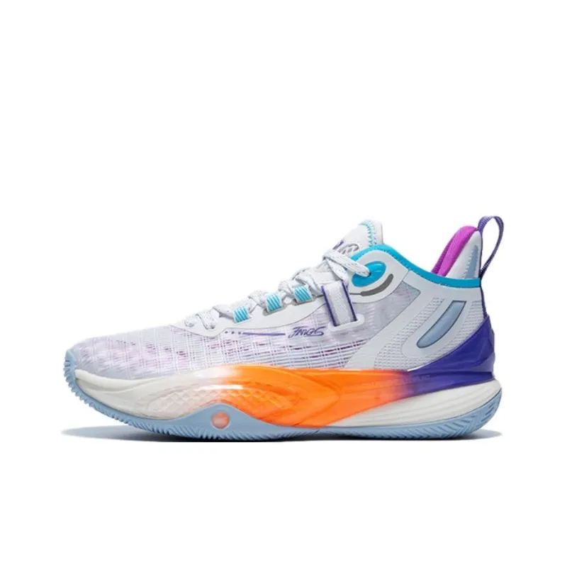 QIAODAN Poisonous Fangs Lite Anti Slip Wear Resistant Low Top Basketball Shoes Men's Jordan White Phantom Purple-0