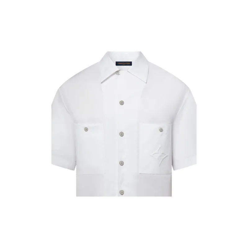 Lv Signature Short Sleeved Cotton Shirt-1