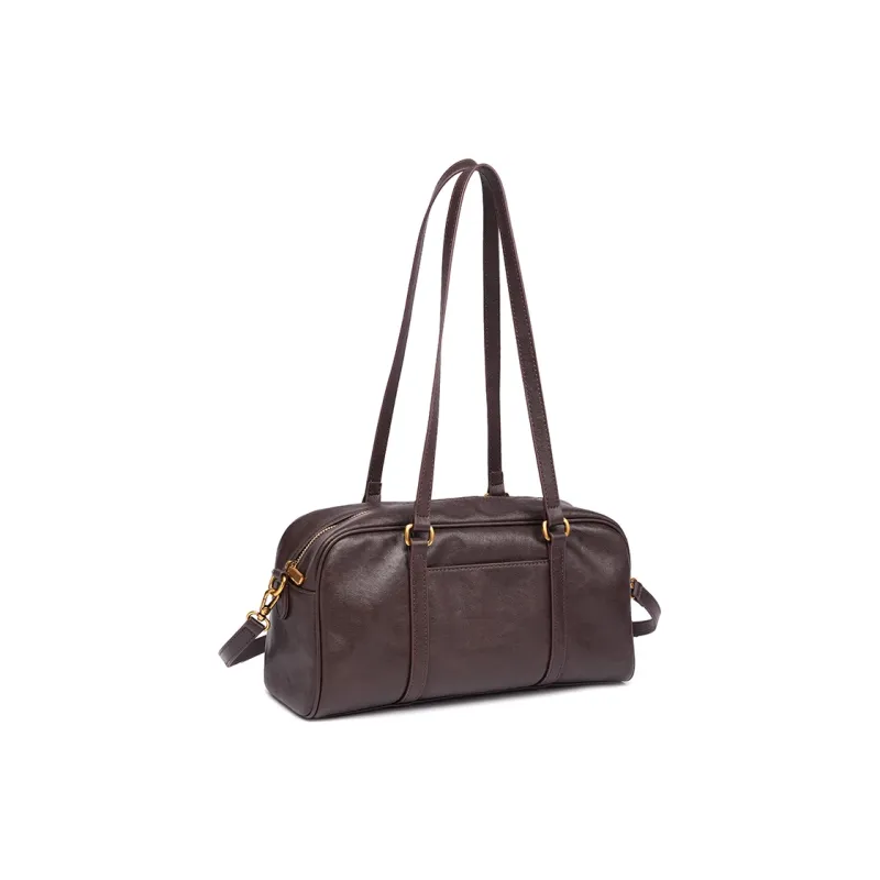 GELANDAI Cow Leather Shoulder Bag Women's Black/Brown-0