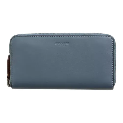 COACH Calfskin Wallet Small Size Unisex Quartz Blue