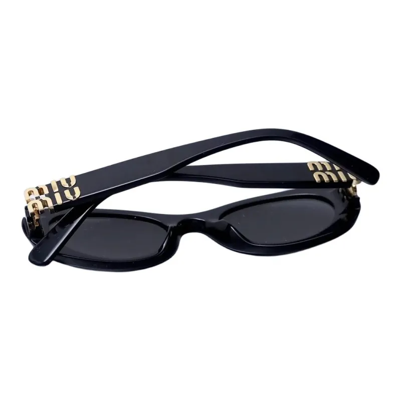 MIU MIU Acetate Irregular Shape Sunglasses Unisex Black-2