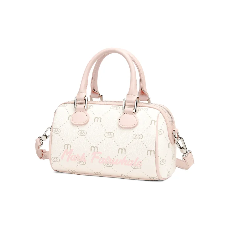 FAIRWHALE Trendy Vintage Commute Synthetic Leather Boston Bag Shoulder Bag Handbag Regular Women's Cherry Blossom Pink-4