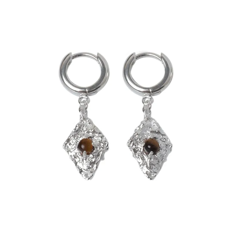 M.Wong 925 Sterling Silver Square Hoop Earrings Unisex-6