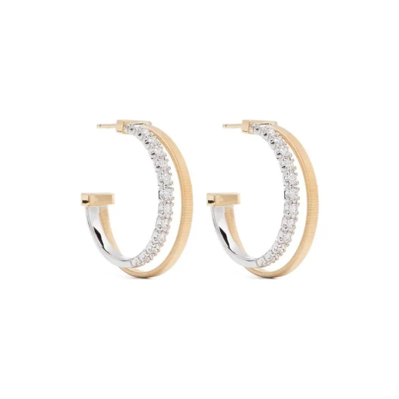 Marco Bicego 18K Yellow Gold Diamond Double hoop Earrings-1