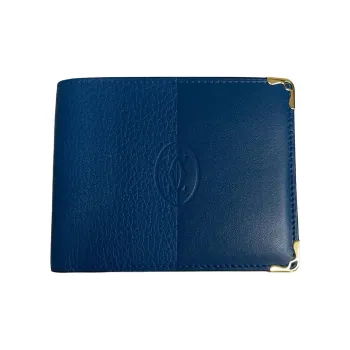 CARTIER Must De Cartier Cow Leather Wallet Women's Blue