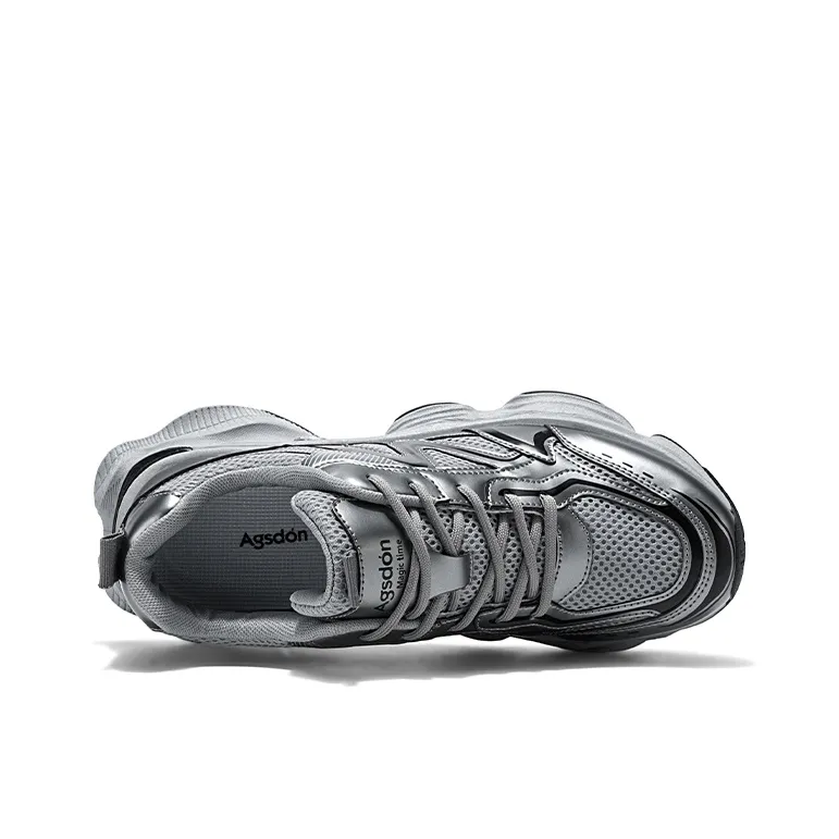 AGSDON Lightweight Height Increasing Anti-Slip And Wear-Resistant Low-Top Chunky Sneakers Men's Silver-2