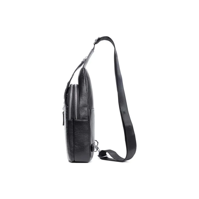 LARTIGENT Cow Leather Sling Bag Regular Men's Black-2