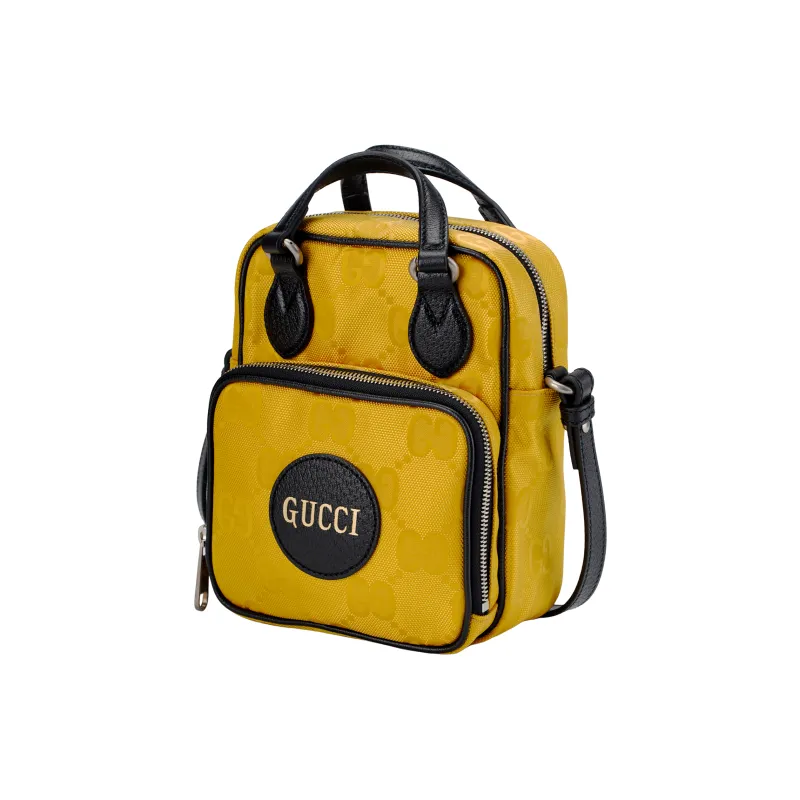 GUCCI Nylon With Leather Shoulder Bag, Crossbody Bag, Handbag Unisex Yellow & Black-1