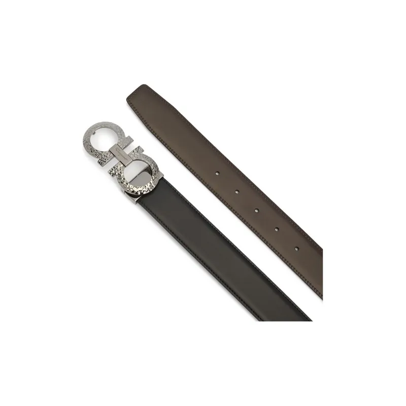 FERRAGAMO Leather Belts Men's Black Width 3.2cm-2