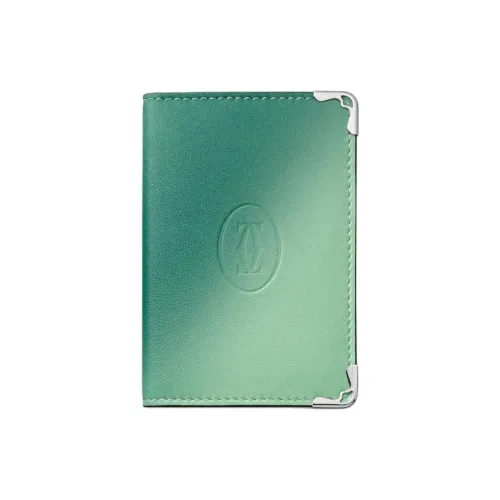 CARTIER Must De Cartier Cow Leather Card Holder Women's Gradient Leaf Green