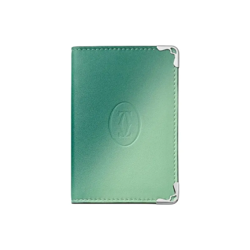 CARTIER Must De Cartier Cow Leather Card Holder Women's Gradient Leaf Green-0