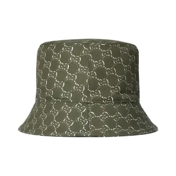 GUCCI Cotton Fabric Bucket Hats Men's Green