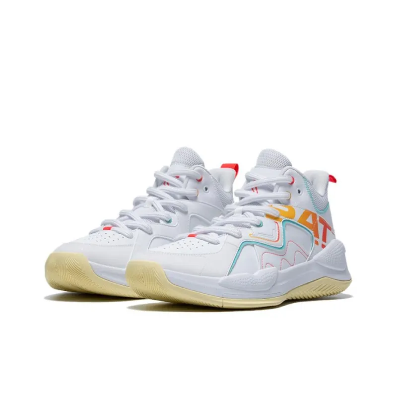 QIAODAN Cushioning Anti Slip And Wear Resistant Low Top Basketball Shoes Men's White Red-1