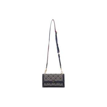 TORY BURCH T Monogram Leather Trunk Bag Box Bag Shoulder Bag Crossbody Bag Mini Women's Marine Blue