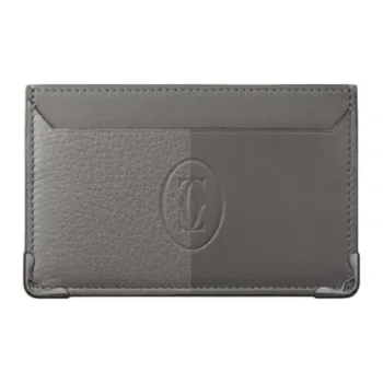 CARTIER Must De Cartier Calfskin Card Clip Card Holder Women's Gray