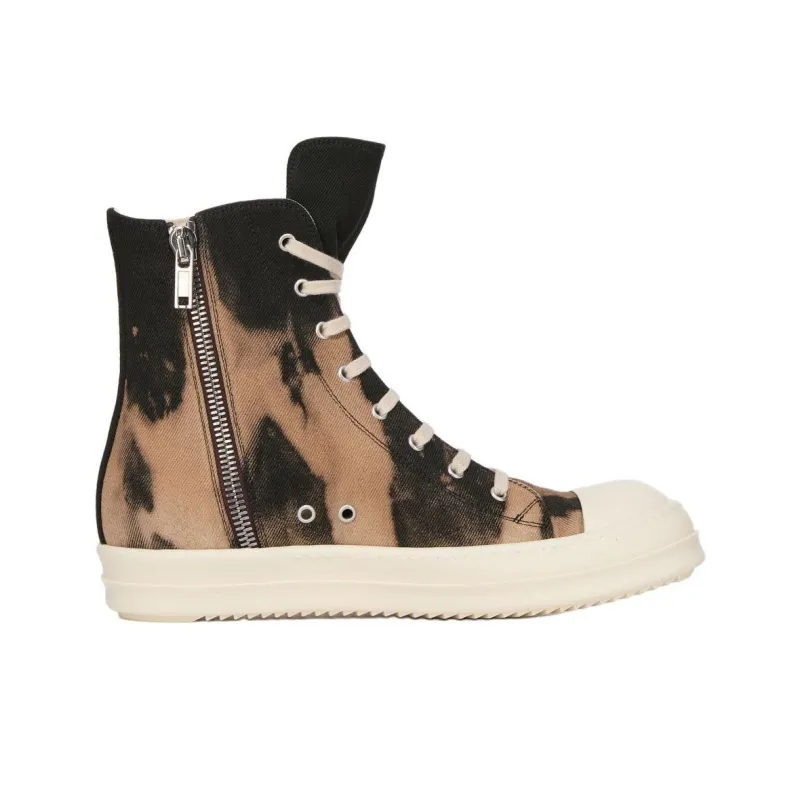 Rick Owens DRKSHDW Porterville High Top Canvas Shoes Men's White Brown Black-1