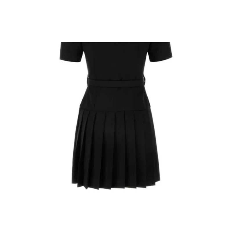 MIU MIU Short Sleeved Belted Pleated Dress-7