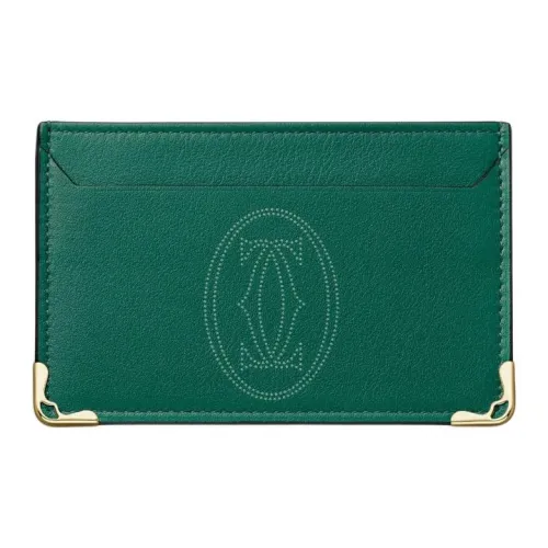 CARTIER Must De Cartier Cow Leather Card Holder Women's Leaf Green