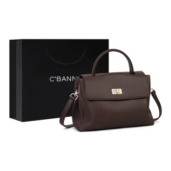 C°BANNER Split Cow Leather With Synthetic Leather Shoulder Bag, Crossbody Bag, Handbag Regular Women's Chocolate