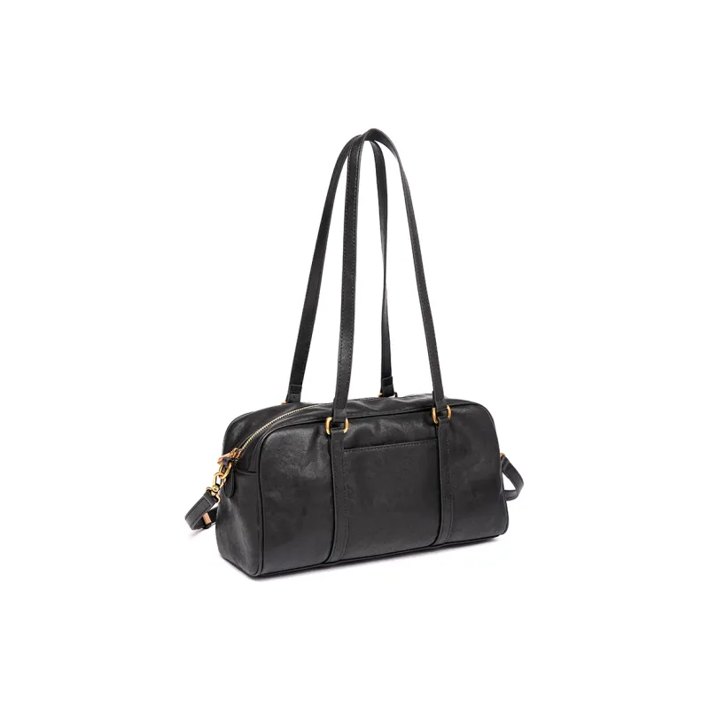 GELANDAI Cow Leather Shoulder Bag Women's Black/Brown-5