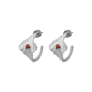 M.Wong #Good Luck 925 Sterling Silver Inlay Gemstone Fortune And Wealth Attraction Starry Eye Earrings Unisex