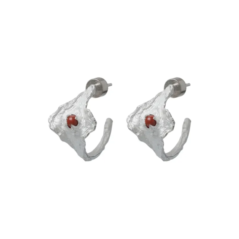 M.Wong #Good Luck 925 Sterling Silver Inlay Gemstone Fortune And Wealth Attraction Starry Eye Earrings Unisex-0