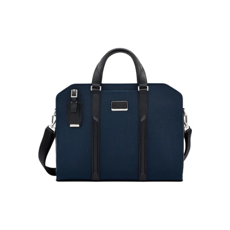 TUMI Leather Portable Laptop Bag Unisex Marine Blue-0