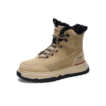 JEEP SPIRIT Warm Water Resistant Wear Resistant Height Increasing Slip Resistant Knee High Snow Boots Unisex Brown